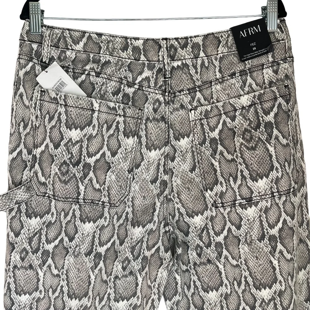 Afrm Women's Wide Leg High Rise‎ Snake Print Fez Jeans Size 30 New